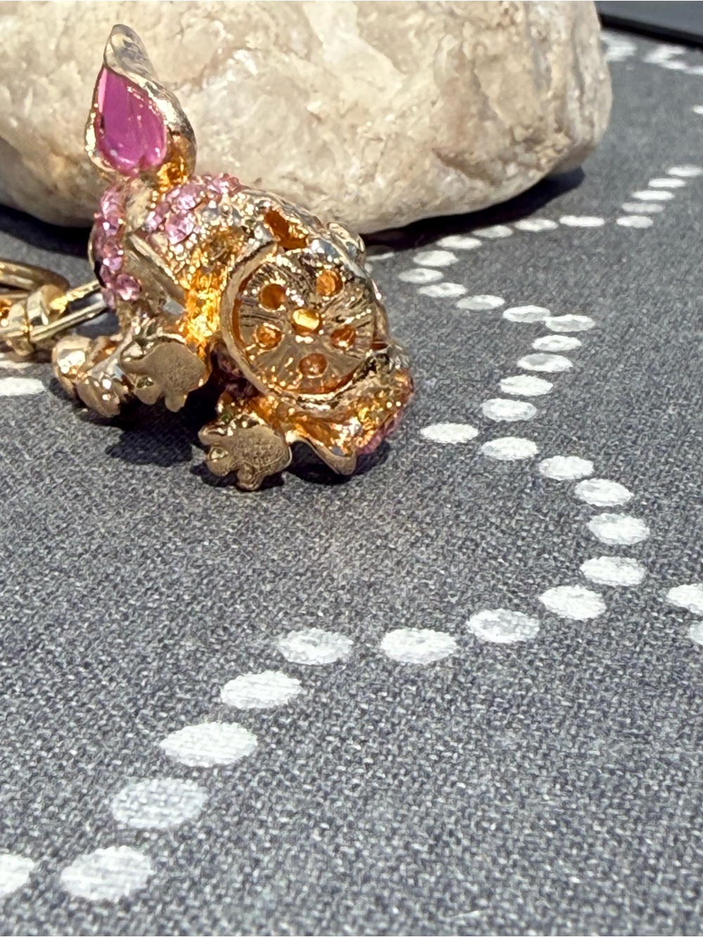 NWT Pink Crystal Elephant Keychain Charm with Rhinestone and Enamel - Picture 5 of 6